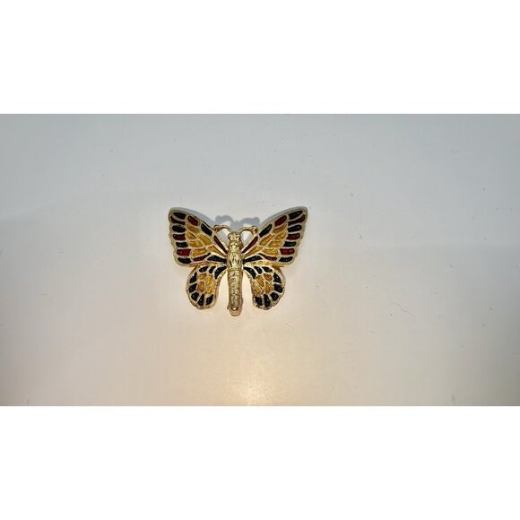 Vtg 70s Napier Plique a Jour Enamel Butterfly Brooch Pin Runway Ad Couture RARE - Picture 5 of 7